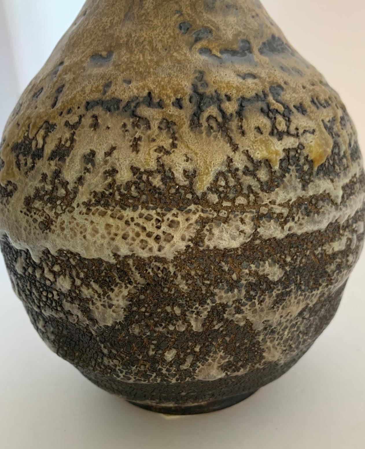 Gold and Dark Brown Stoneware Vase, American Ceramic Artist Peter Speliopoulos 2