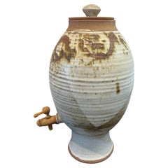 American Ceramic California Design Signed Water Dispenser with Spigot & Lid