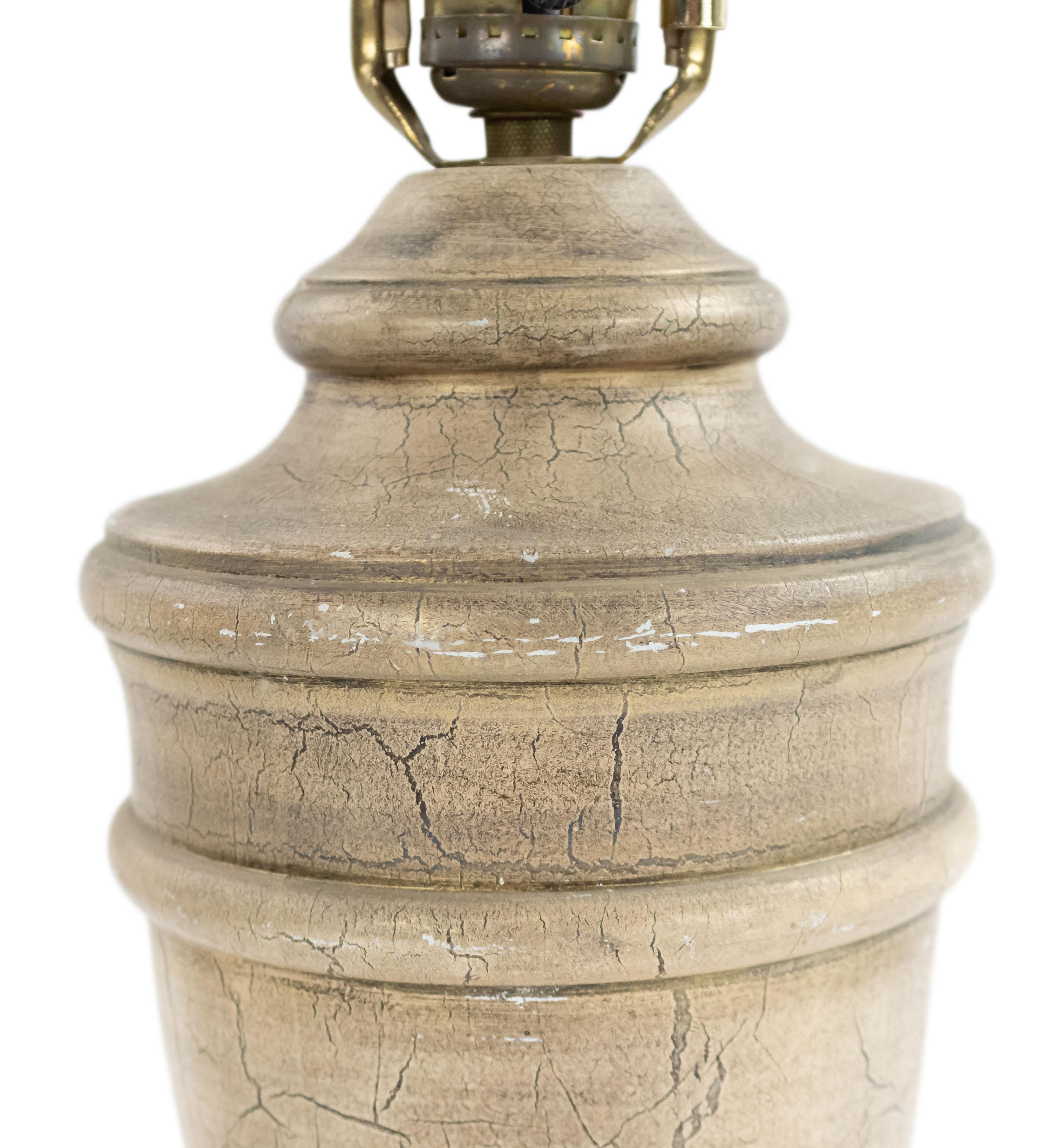Country American Cerused Wooden Urn Lamp For Sale