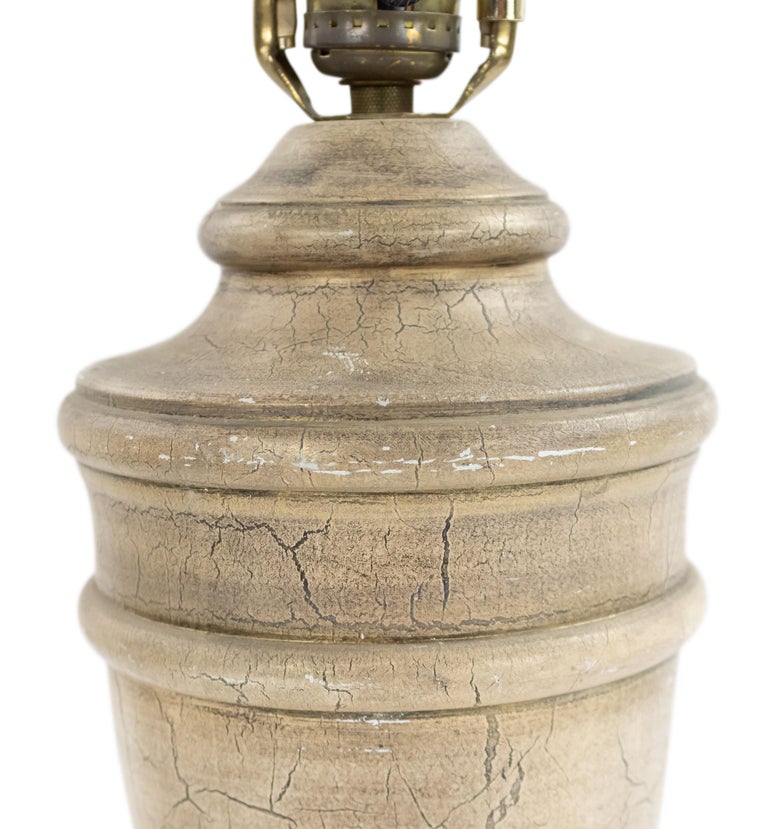 American Cerused Wooden Urn Lamp For Sale at 1stDibs