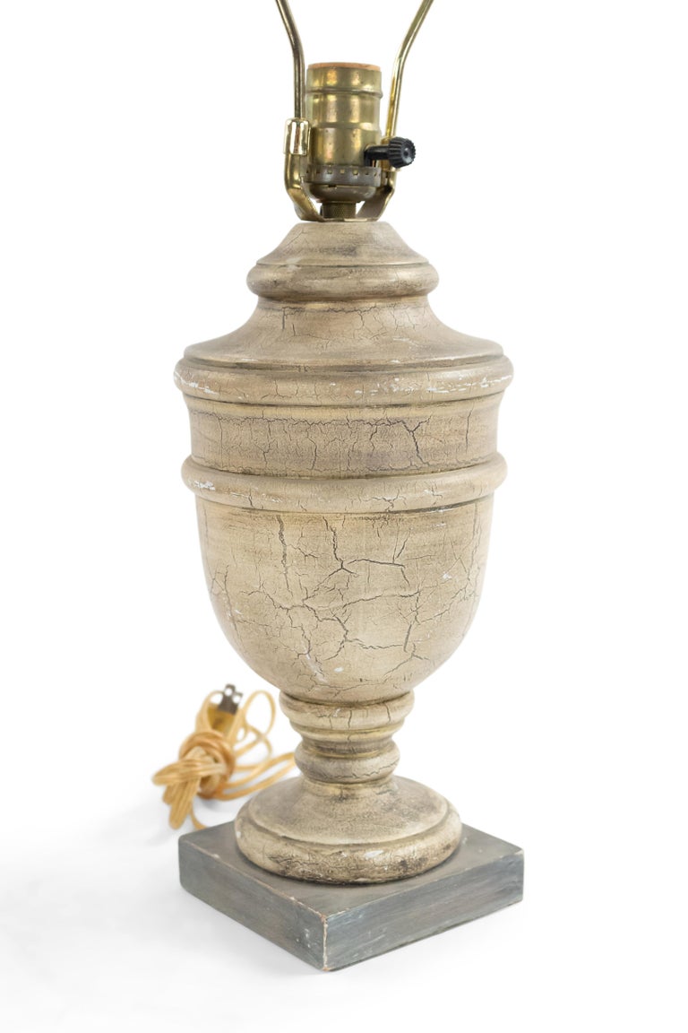 American Cerused Wooden Urn Lamp For Sale at 1stDibs