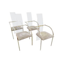 American Charles Hollis Jones Lucite Dining Chairs Made 1970s Set of Four.