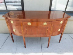 Aparador Charleston Hepplewhite de caoba con frente de lazo y marquetería de lunares de campana, 1790