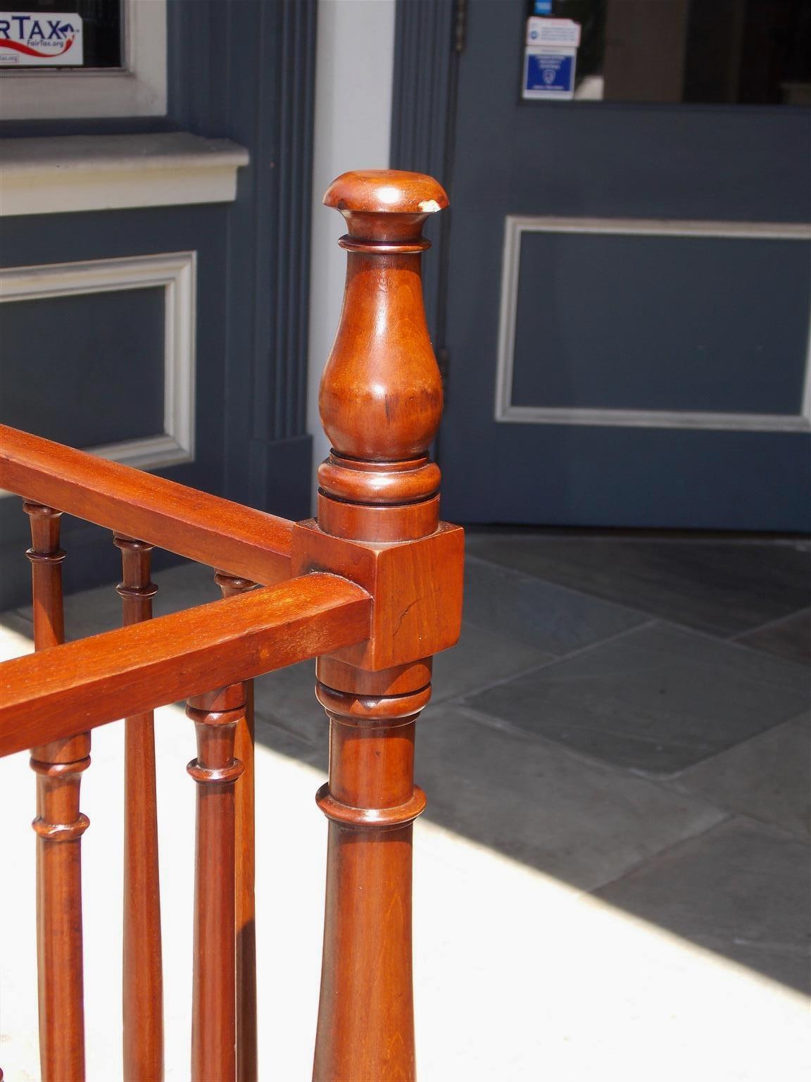 Hand-Crafted American Charleston Mahogany Child's Crib with Bulbous Spindles on Casters, 1800 For Sale