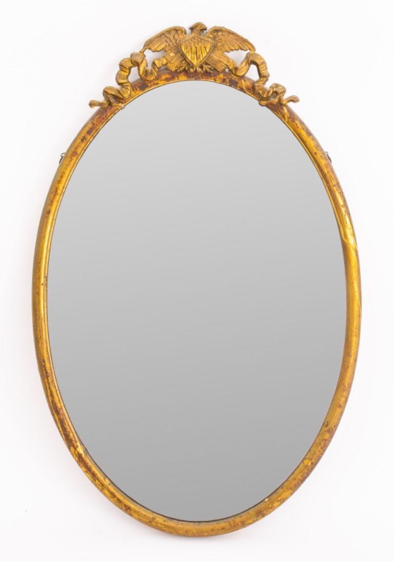 20th Century American Chased Gilt Metal Medaillon Mirror For Sale