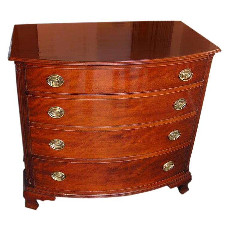 American Cherry Bow Front Graduated Chest of Drawers. Rhode Island.  Circa 1780