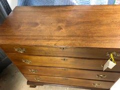 American Cherry Chest, New England, Solid Cherry, Chippendale Brass Pulls