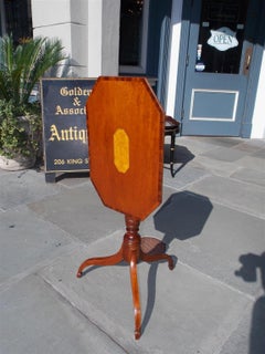 American Cherry Tilt-Top Octagon Candlestand with Bird's-Eye Maple Inlay C. 1800