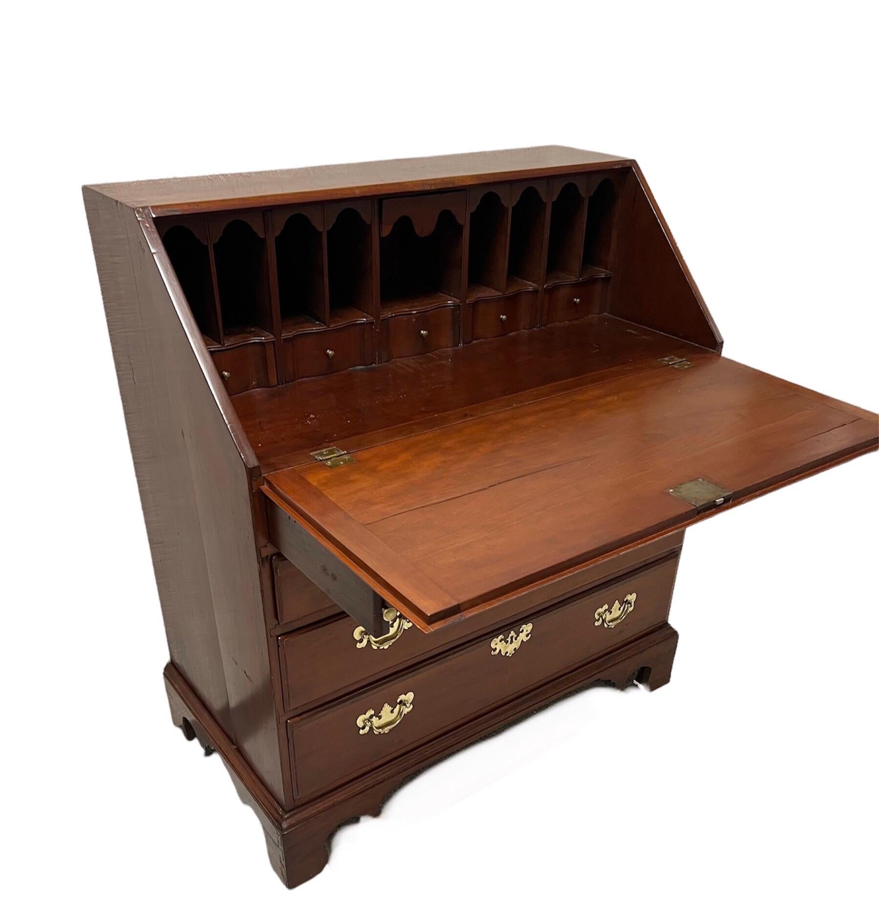Polished American Cherry Wood Slant front Desk