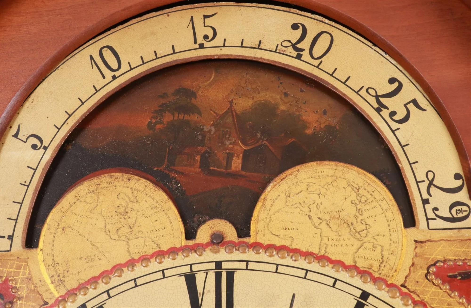 American Cherrywood Tall Case Clock, Circa 1800 In Good Condition In Doylestown, PA