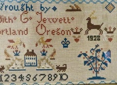Amerikanisches Stickmustertuch:: ca. 1928 von "Edith E.. Jewett"