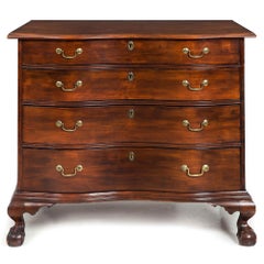 American Chippendale Birchwood Serpentine Chest of Drawers, circa 1770
