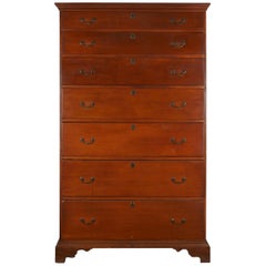 American Chippendale Cherry Seven-Drawer Tall Chest, circa 1780s