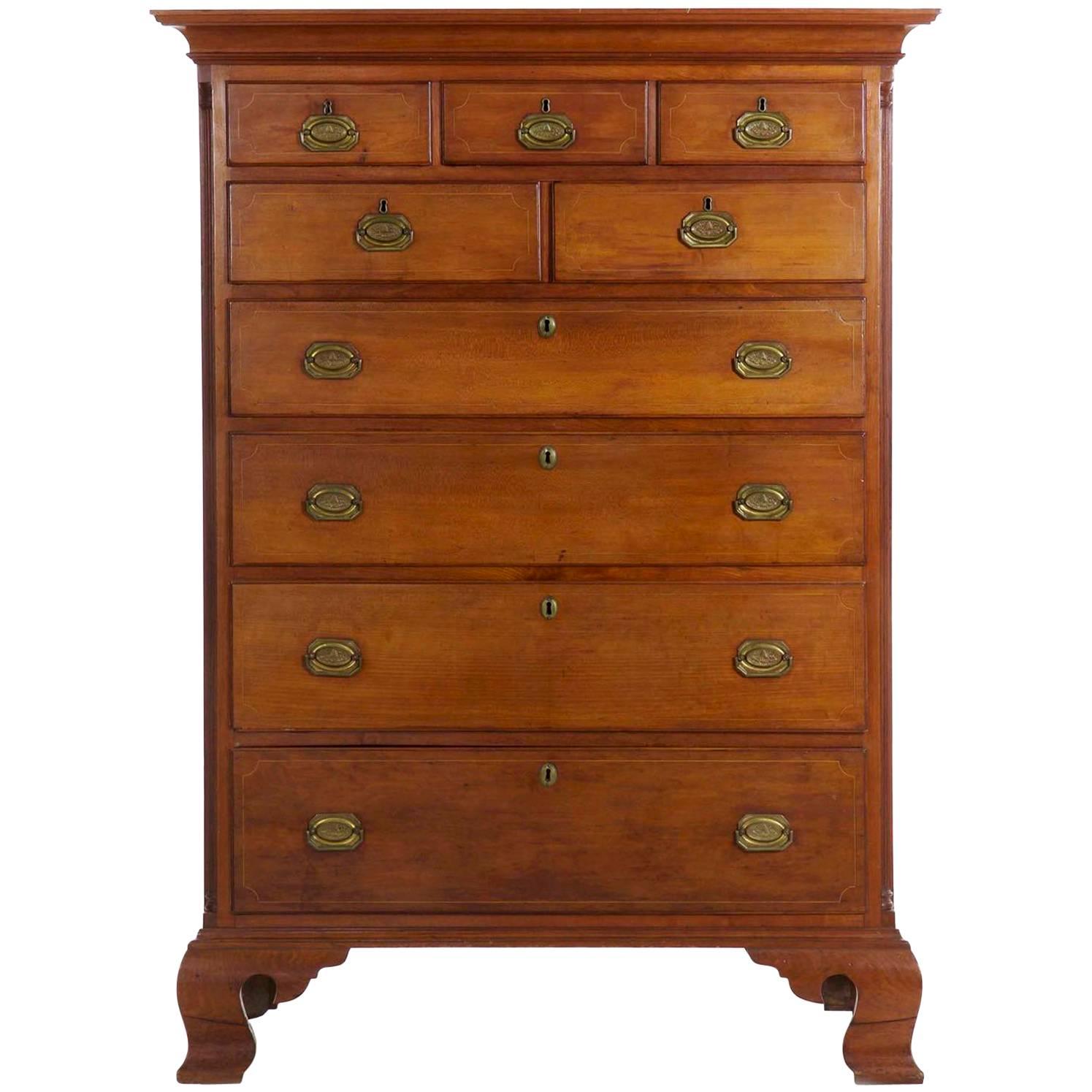 American Chippendale Cherrywood Tall Chest of Drawers, Pennsylvania
