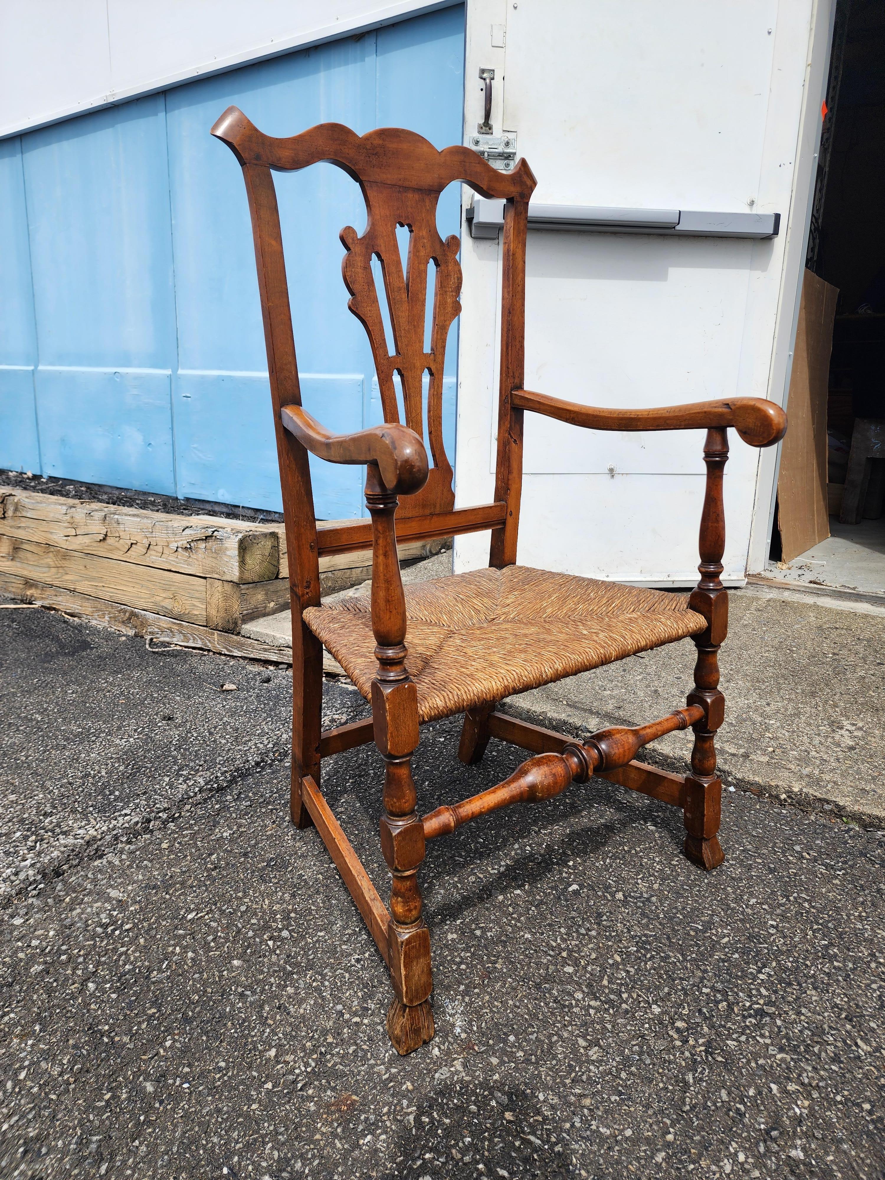 Chippendale Tiger Maple Armchair with Spanish Feet American Circa 1760 In Good Condition For Sale In Hudson, NY