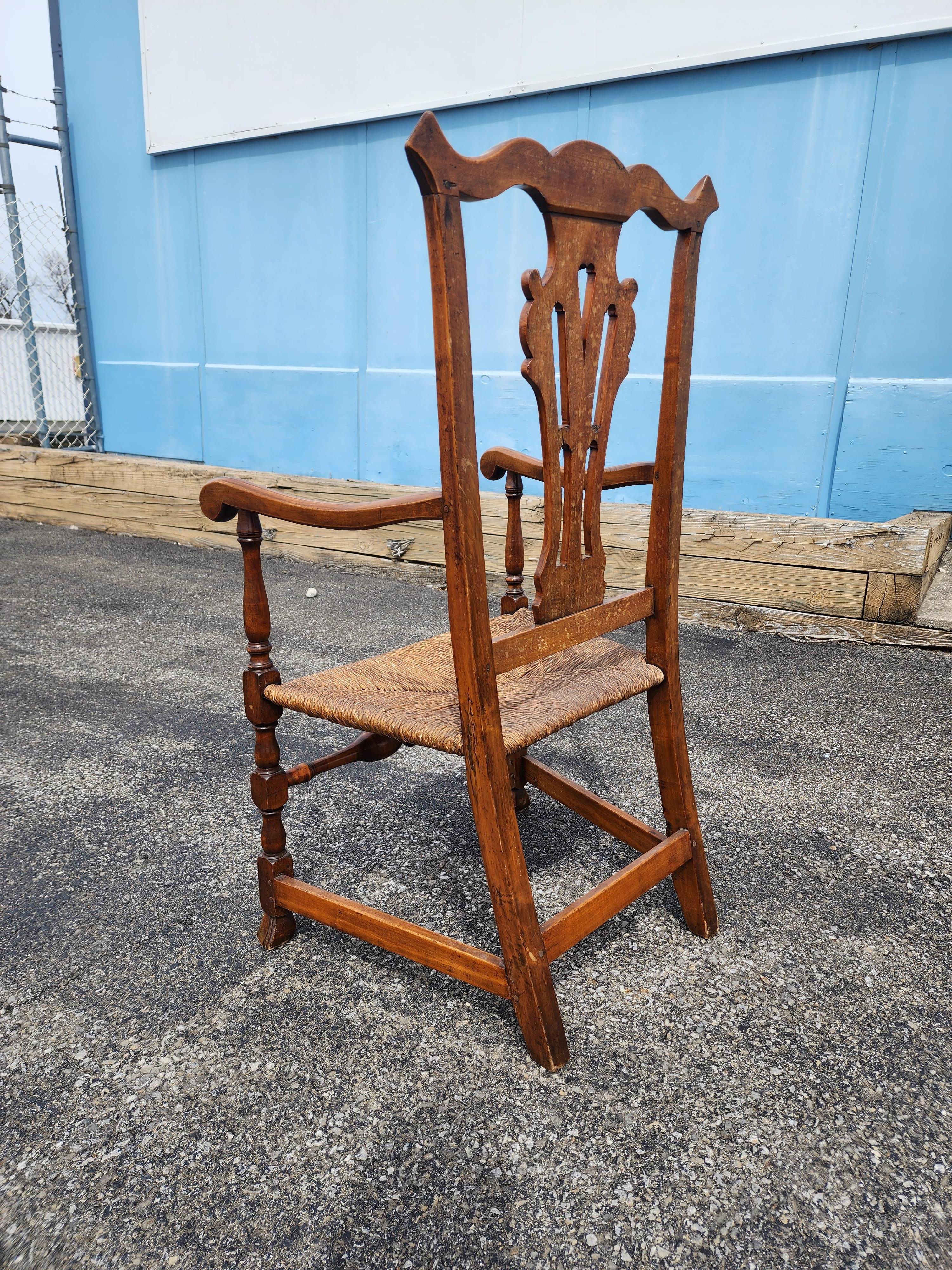 Chippendale Tiger Maple Armchair with Spanish Feet American Circa 1760 For Sale 1