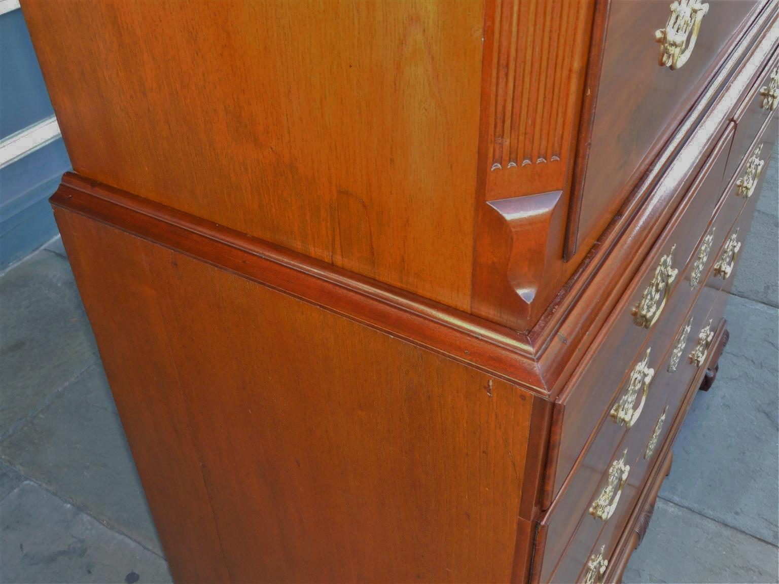 American Chippendale Mahogany Chest on Chest with Orig. Claw & Ball Feet NY 1770 For Sale 7