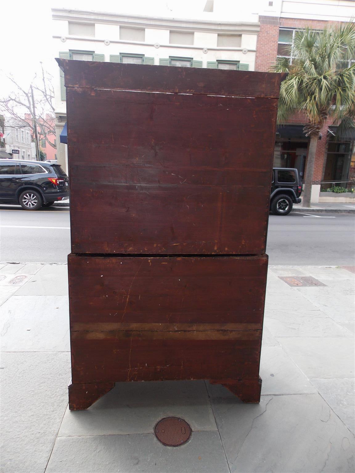 American Chippendale Mahogany Graduated Chest on Chest with Bracket Feet. C 1780 10