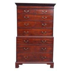 American Chippendale Mahogany Graduated Chest on Chest with Bracket Feet. C 1780
