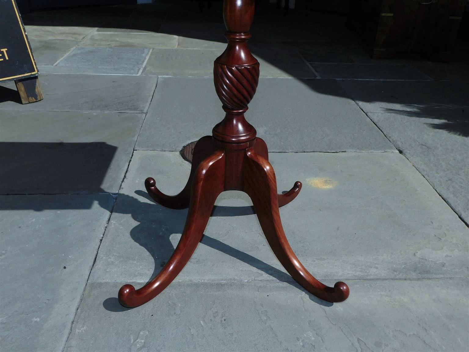 Wrought Iron American Chippendale Mahogany One Drawer Side Table with Splayed Legs. C. 1780 For Sale