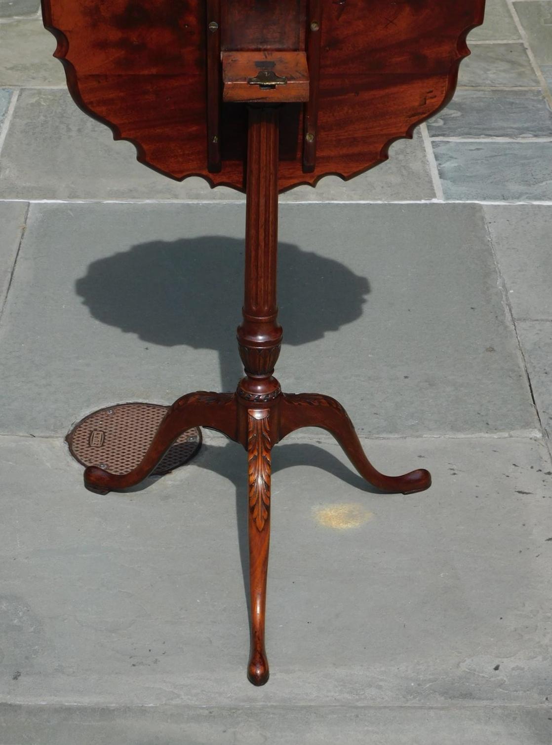 American Chippendale Mahogany Pie Crust Kettle Stand with Slipper Feet, C. 1750  6