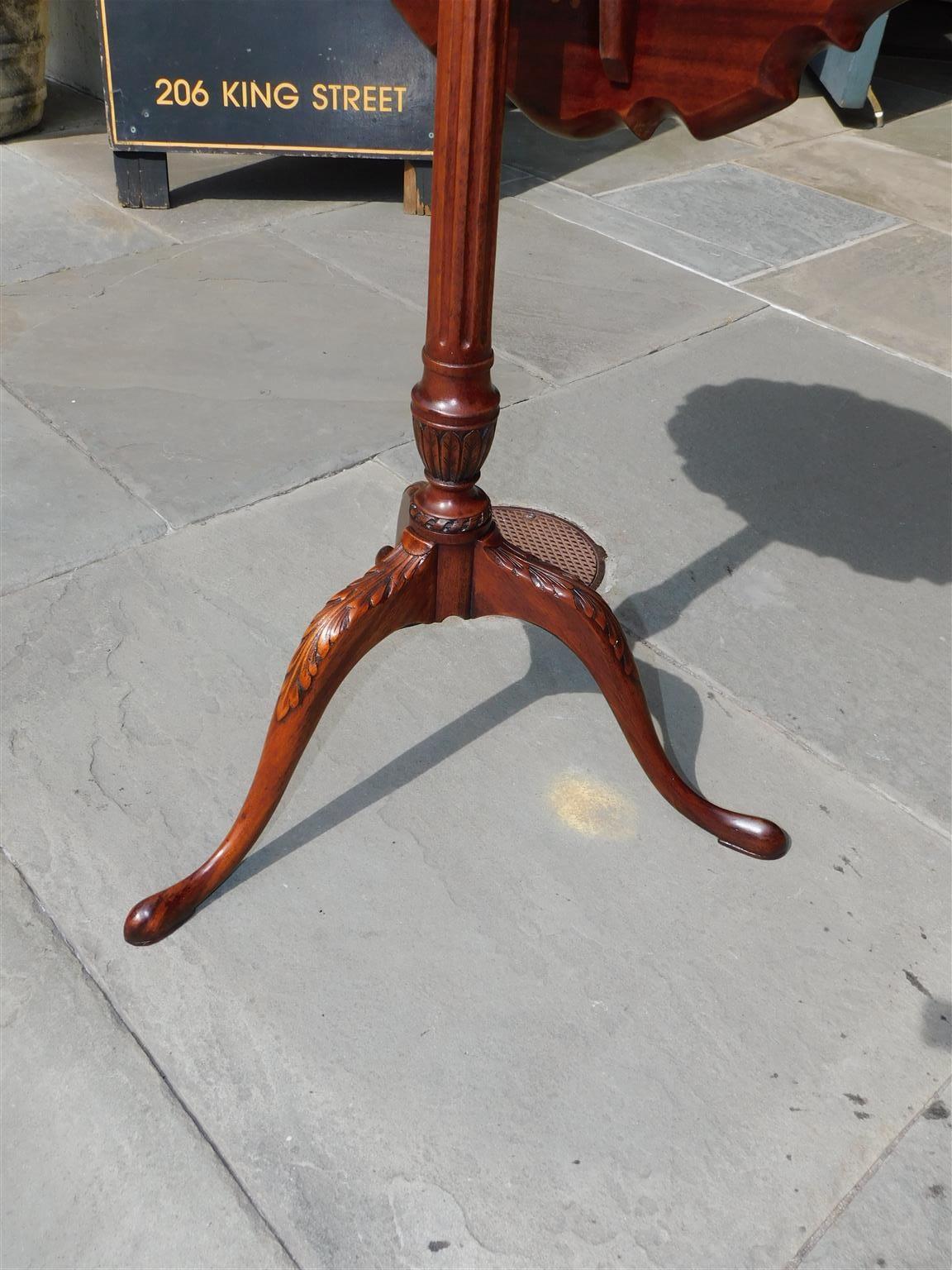 American Chippendale Mahogany Pie Crust Kettle Stand with Slipper Feet, C. 1750  7