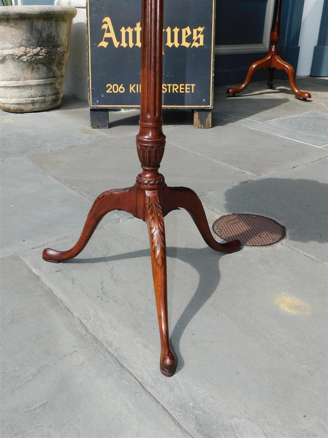 Mid-18th Century American Chippendale Mahogany Pie Crust Kettle Stand with Slipper Feet, C. 1750 