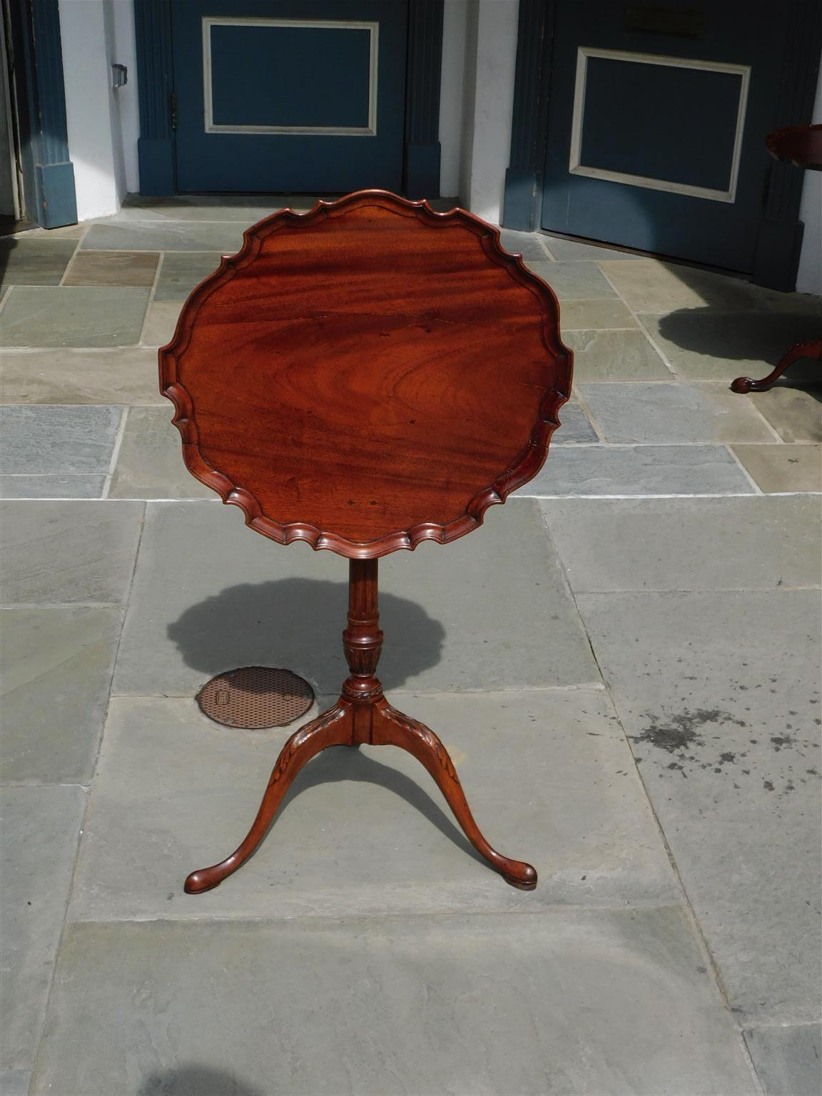 American Chippendale Mahogany Pie Crust Kettle Stand with Slipper Feet, C. 1750  1