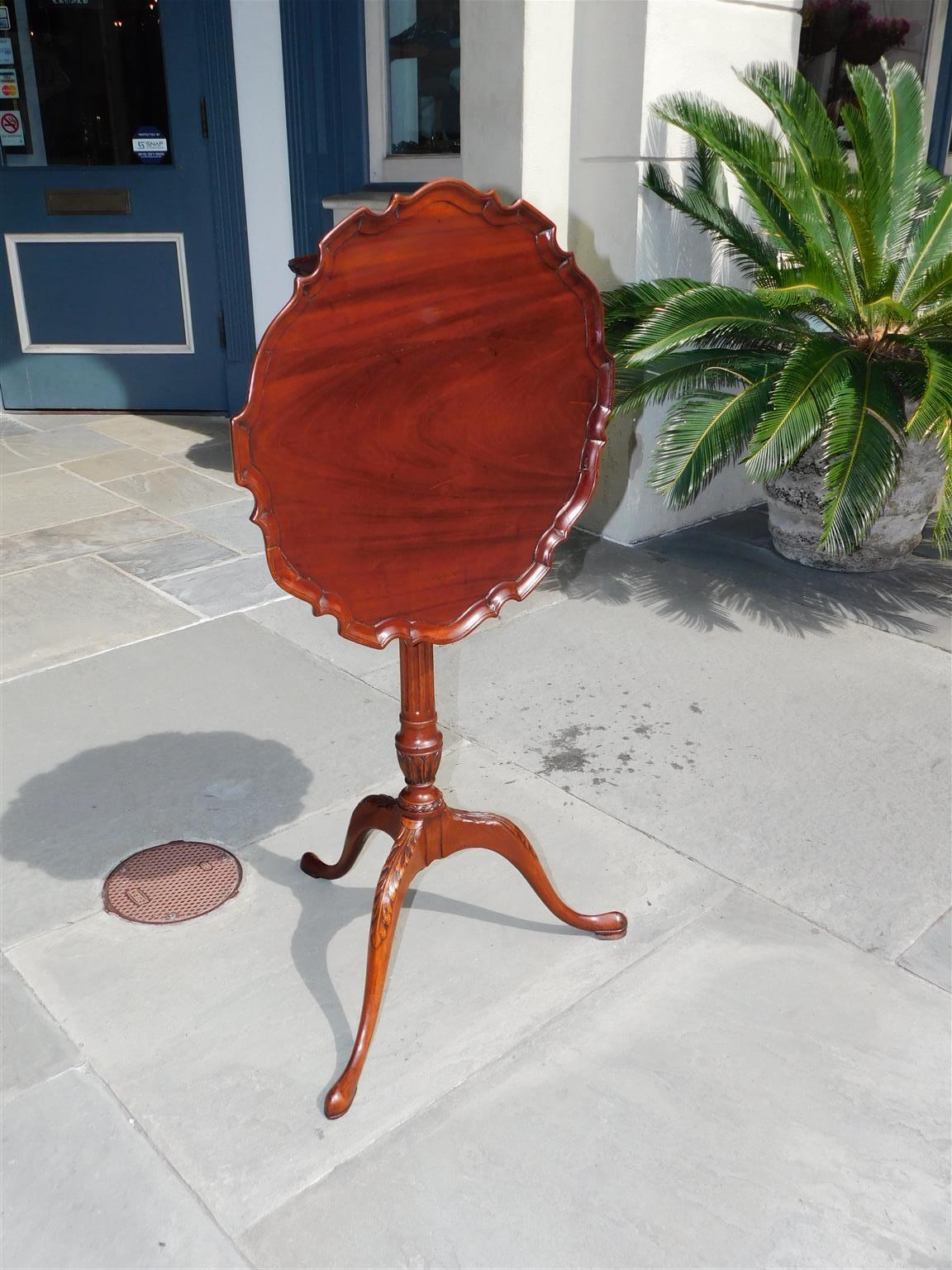 American Chippendale Mahogany Pie Crust Kettle Stand with Slipper Feet, C. 1750  2