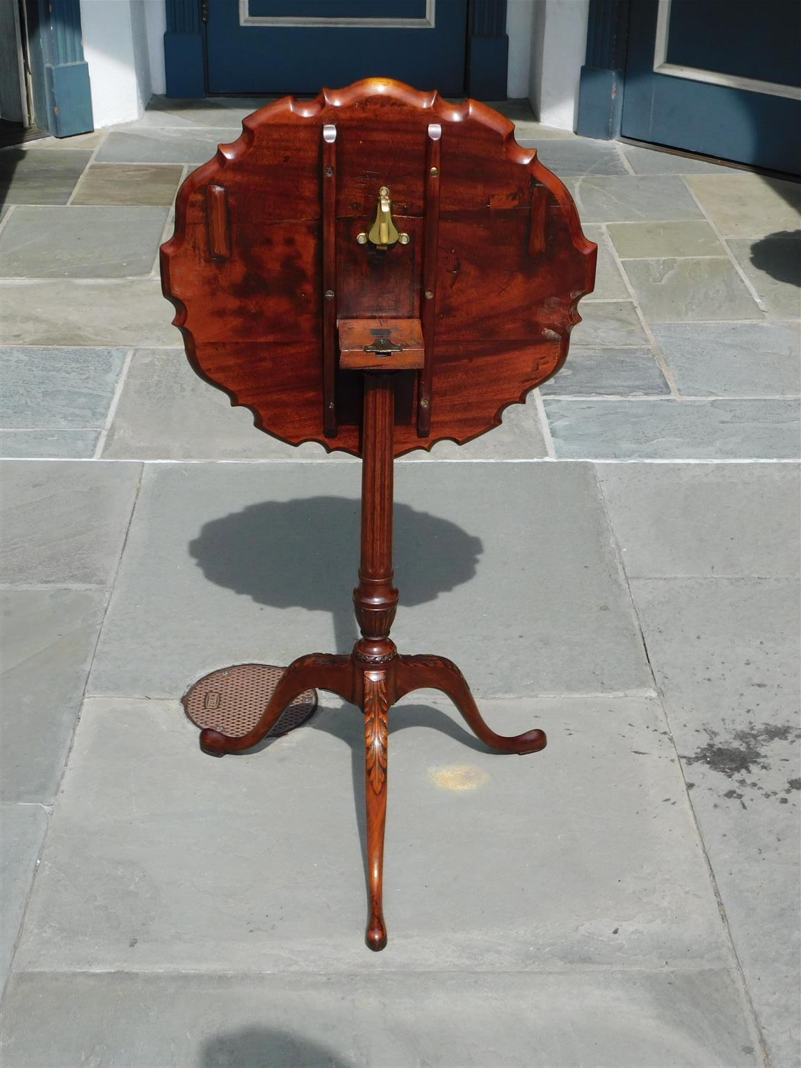 American Chippendale Mahogany Pie Crust Kettle Stand with Slipper Feet, C. 1750  3