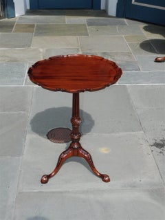 American Chippendale Mahogany Pie Crust Tea Table with Ball & Claw Feet, C. 1760