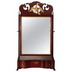 Antique American Chippendale Mahogany Serpentine Dressing Shaving Mirror, circa 1790