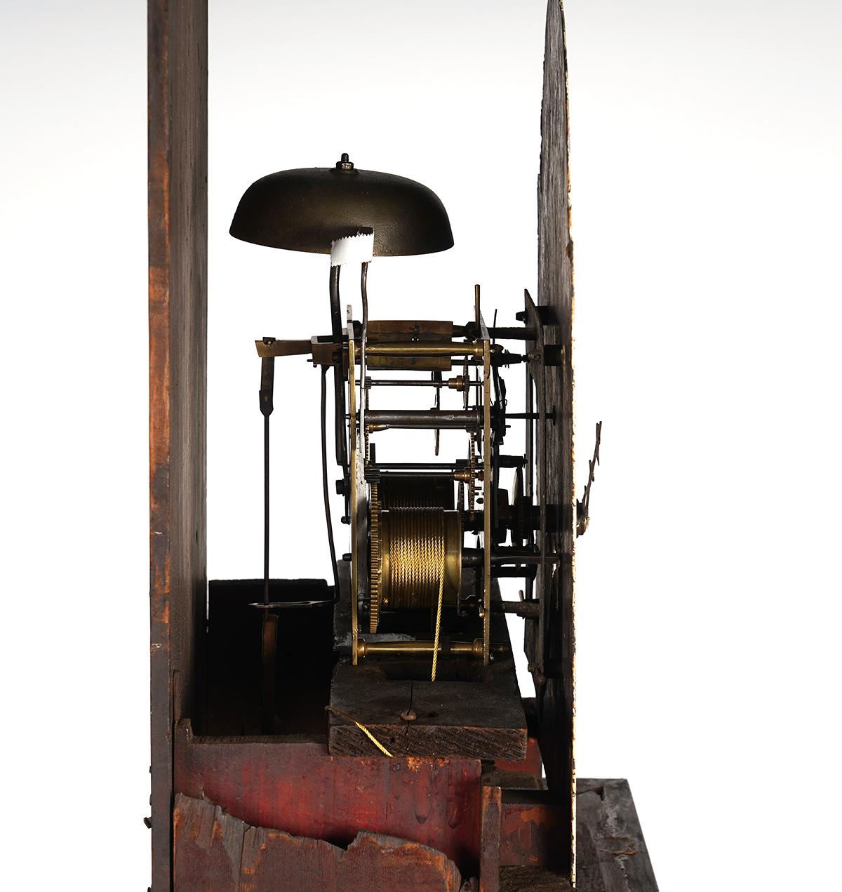 Metal American Chippendale Mahogany Tall Case 8 Day Mahogany Clock, circa 1830