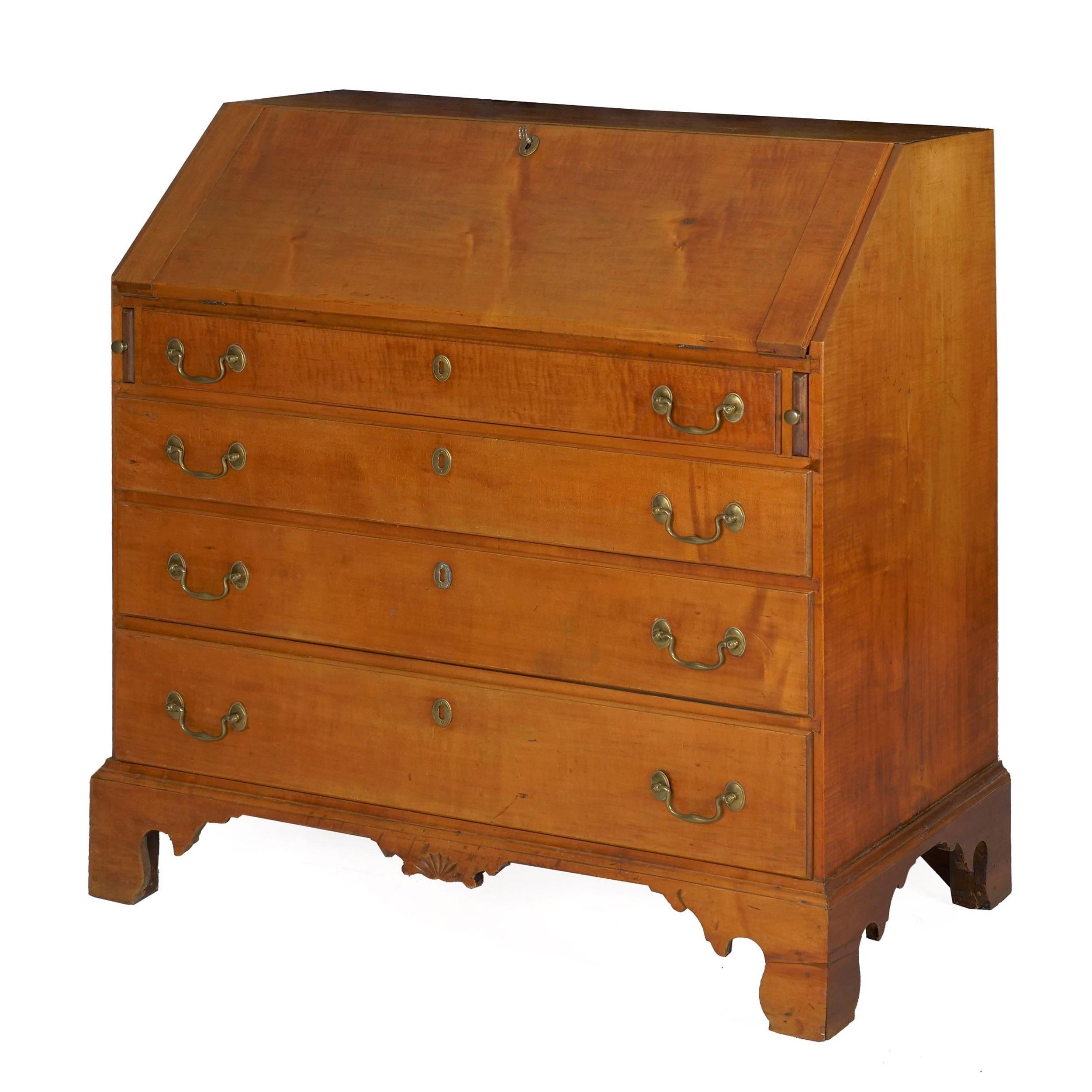 American Chippendale maple slant-front writing desk
Massachusetts, circa 1780
Item # 010KIO06M 

A Fine writing desk that likely originates on the North Shore of Massachusetts circa the last quarter of the 18th century, it is an iconic example