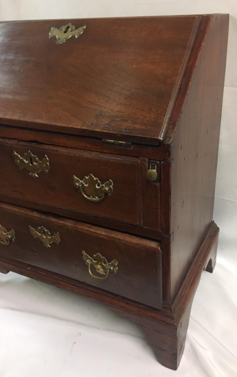 American Chippendale Rare Miniature Slant Front Desk w/ original Brasses c1780s For Sale 7