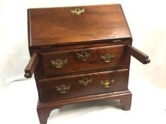 American Chippendale Rare Miniature Slant Front Desk w/ original Brasses c1780s