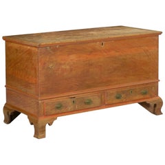 American Chippendale Red Faux-Grain Painted Blanket Chest of Drawers, circa 1800