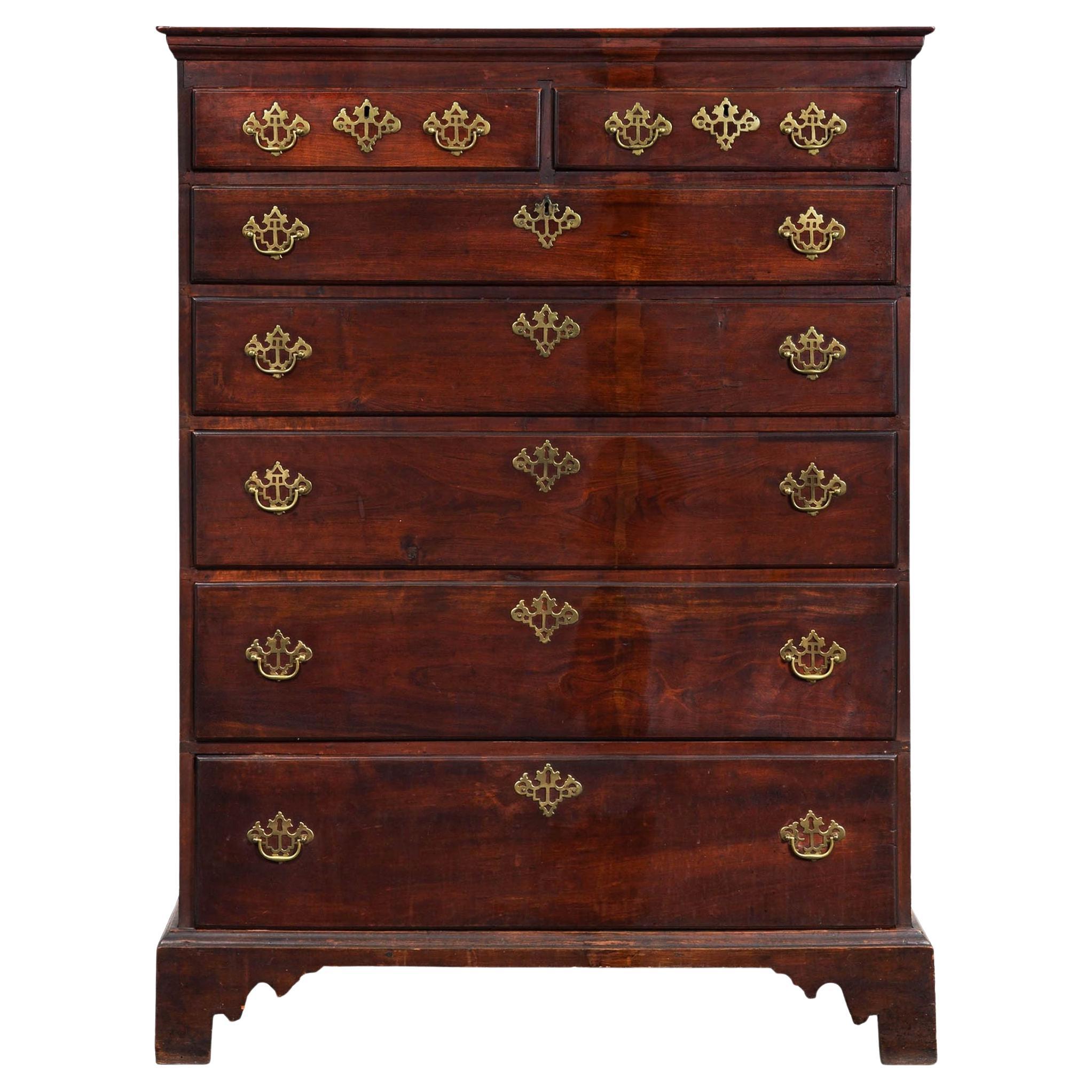 American Chippendale Tall Dresser Chest of Drawers, Mid-Atlantic c. 1800