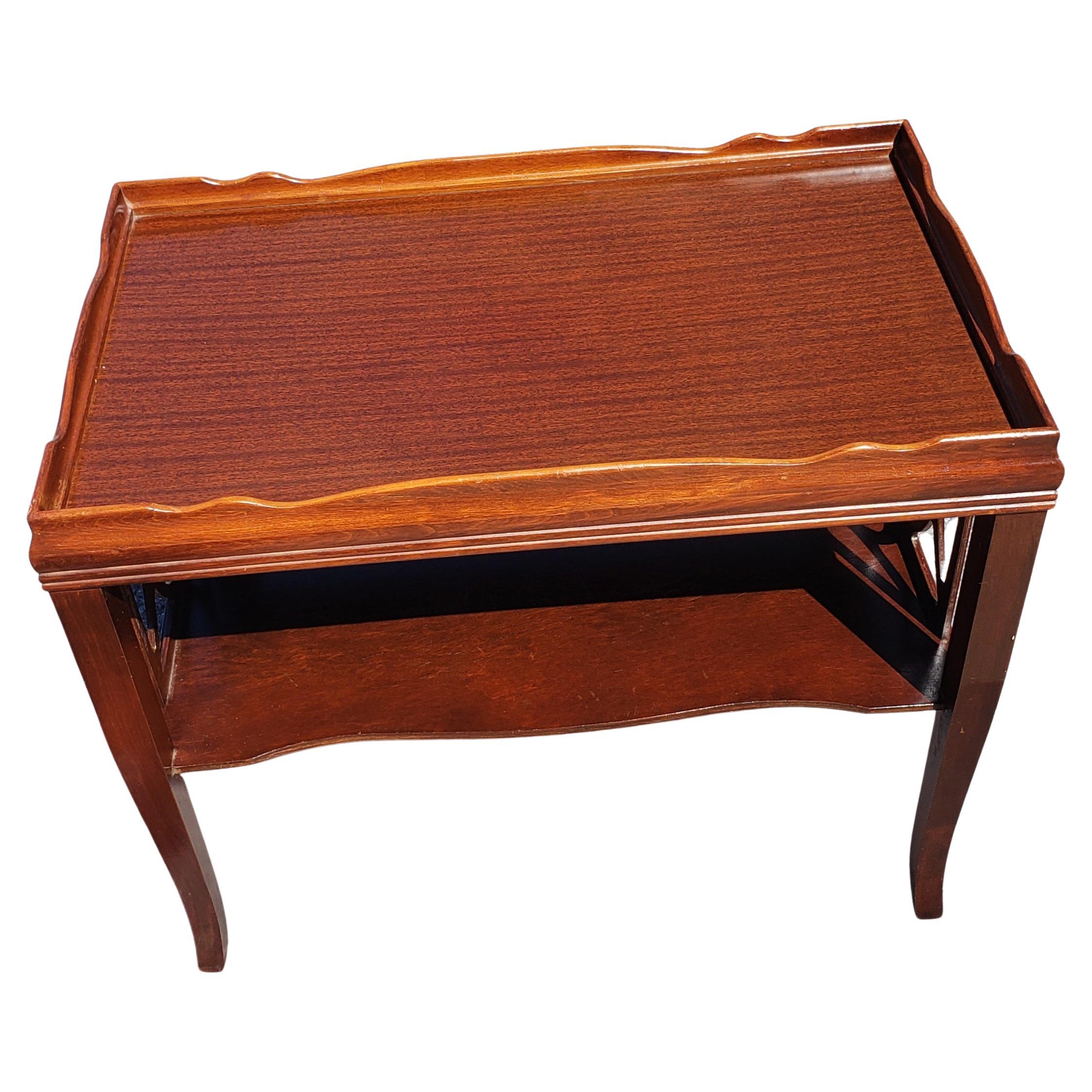 Hardwood American Chippendale Tier Side Tables, Circa 1940s a Pair For Sale