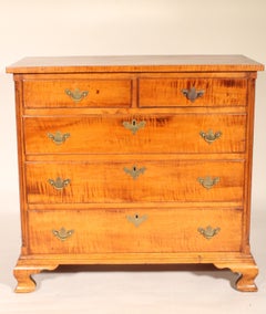 American Chippendale Tiger Maple Chest of Drawers