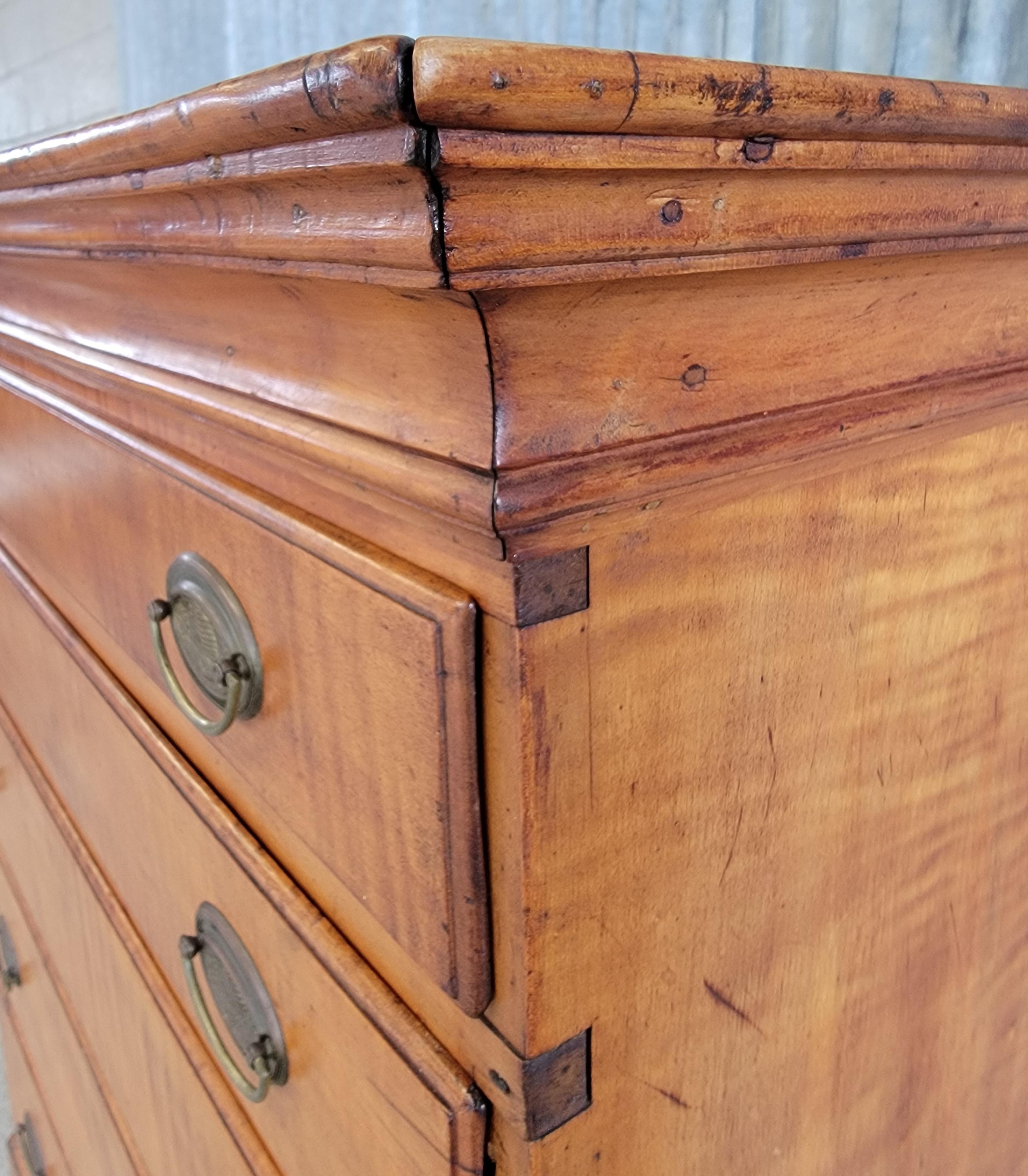 American Chippendale Tiger Maple Tall Chest / Dresser For Sale 4