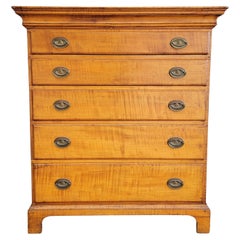 American Chippendale Tiger Maple Tall Chest / Dresser
