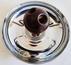 American Chrome Ashtray with Bakelite Ball Snuffer & Two Chrome Cigarette Rests
