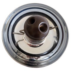 American Chrome Ashtray with Bakelite Ball Snuffer & Two Chrome Cigarette Rests