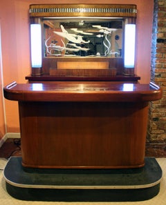 American Circa 1930 Art Deco Period Light-Up Dry Bar Set
