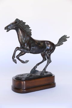 American Classic Bronze and Wood Horse Statue