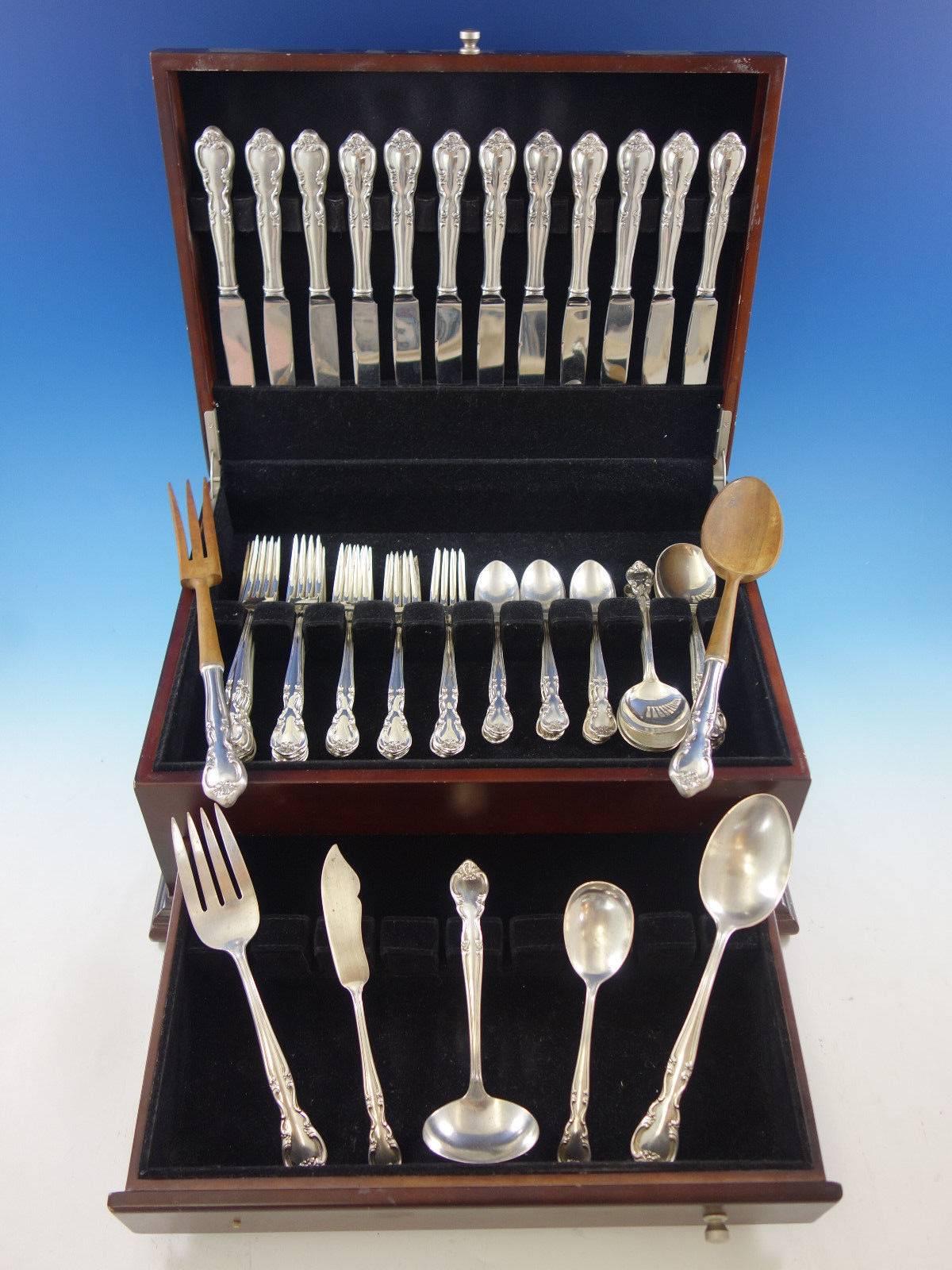 American Classic by Easterling sterling silver flatware set, 67 pieces. This set includes:

12 knives, 8 3/4