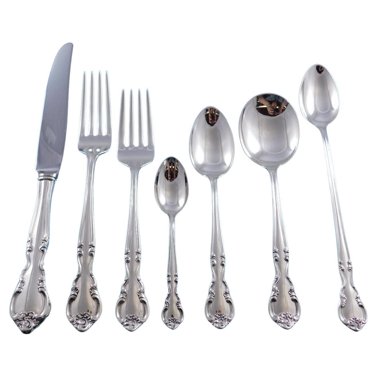 American Classic by Easterling Sterling Silver Flatware Set for 8 Service 63 pcs For Sale