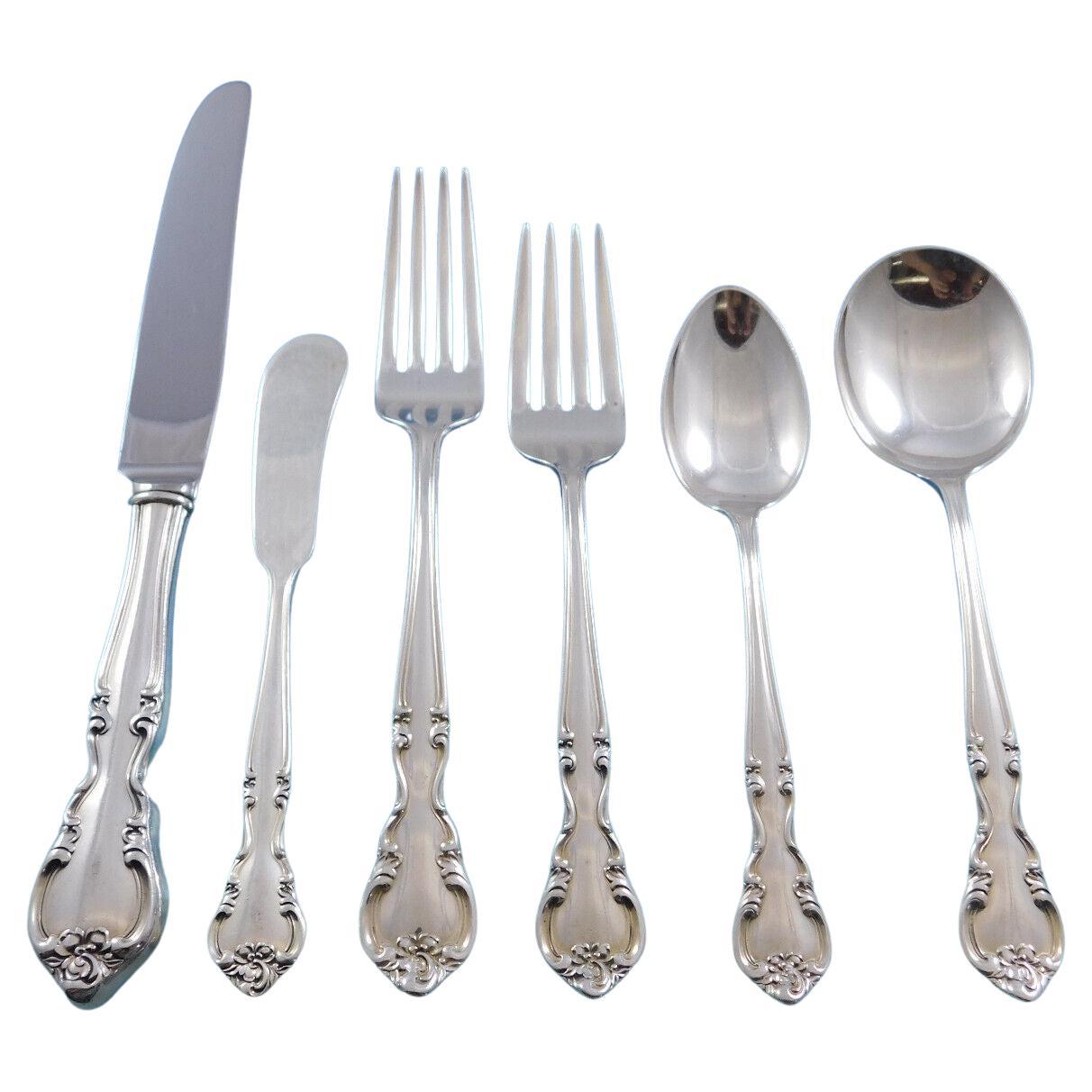 American Classic by Easterling Sterling Silver Flatware Set Service 54 Pieces For Sale