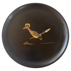 American Classic Mid-Century Inlaid "Roadrunner" Tray by Couroc California